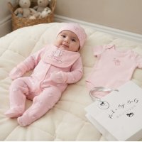 H12677NB: Baby Girls Bunny 6 Piece Mesh Bag Gift Set (NB-6 Months)